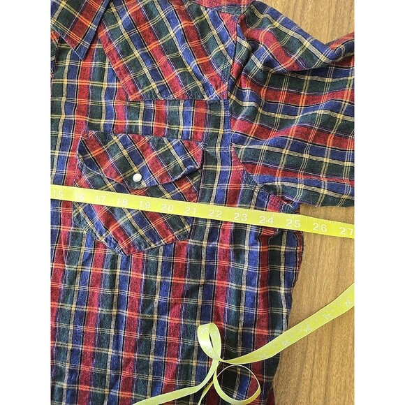 Mesa Western Plaid Short Sleeve Shirt Menswear Cowboy Ranch XLT Pearl Snap - Picture 3 of 6